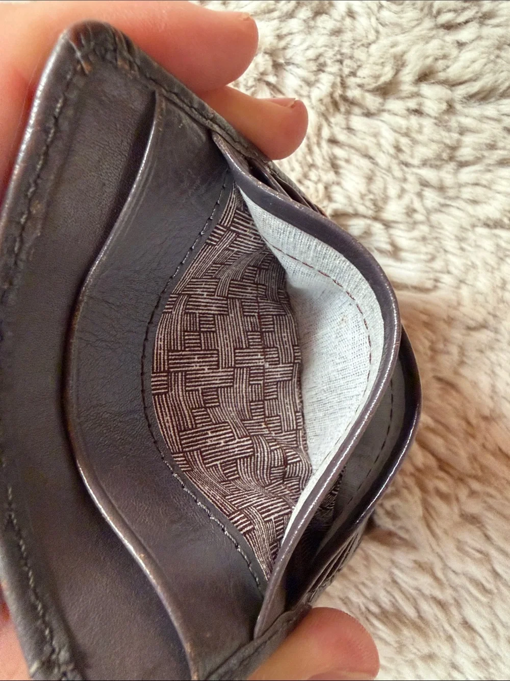 HOBO Black Leather Card & ID Holder with Patterned ID Window